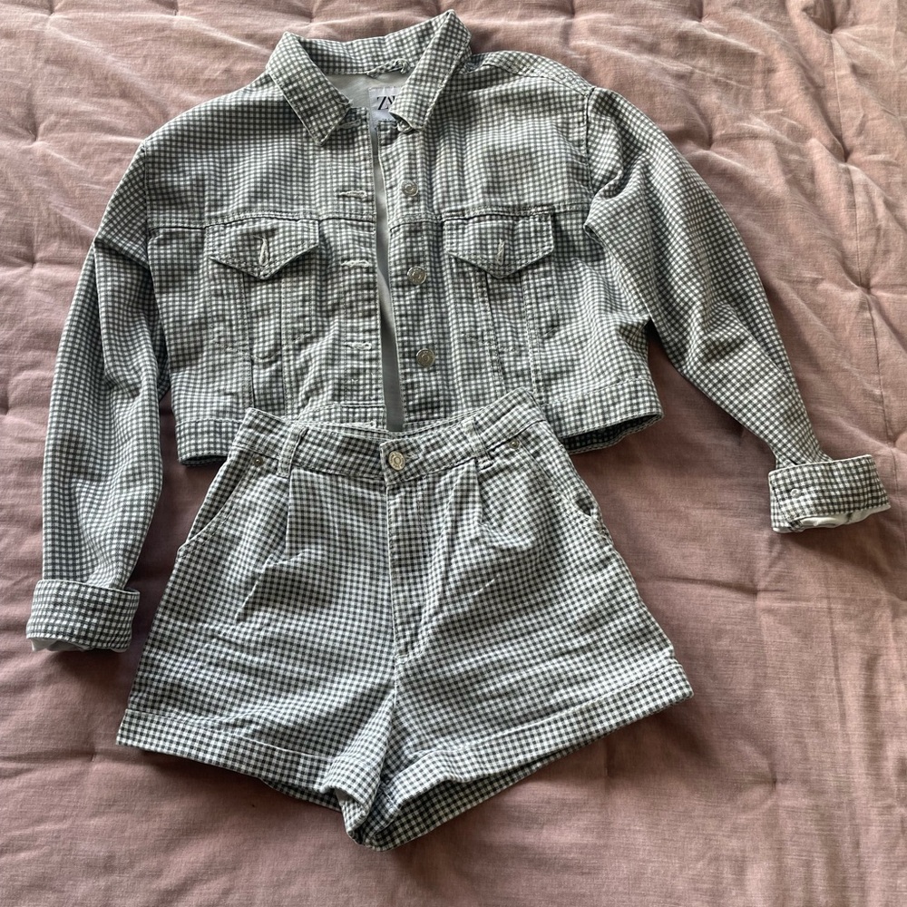 Zara Checkered Jacket and Shorts Set - Picture 9 of 9